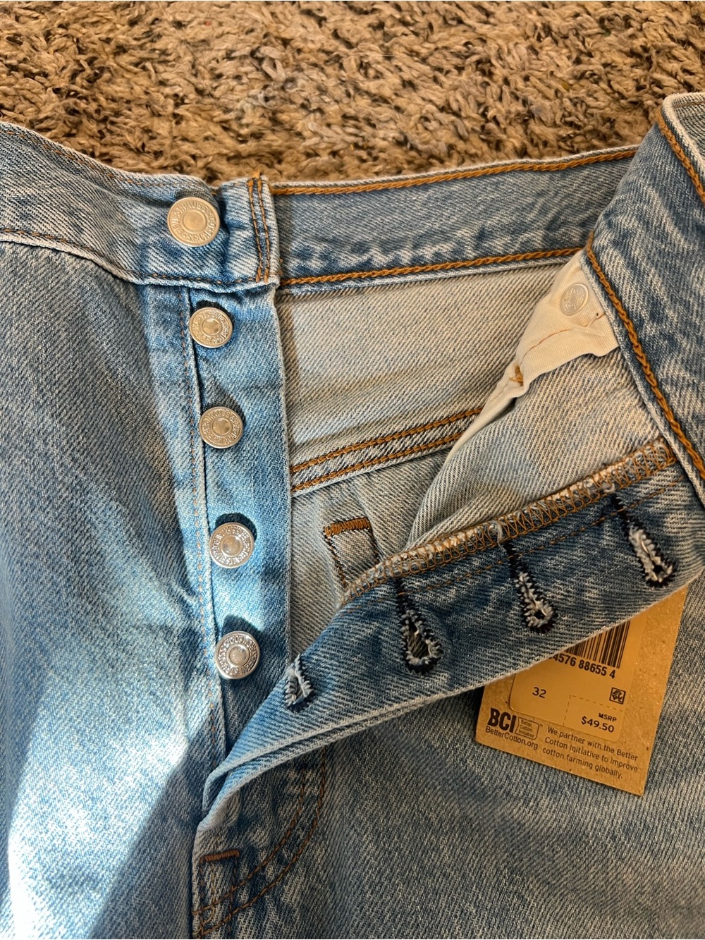 Levi's Light Blue Distressed Cutoff Jean Shorts - Picture 2 of 7